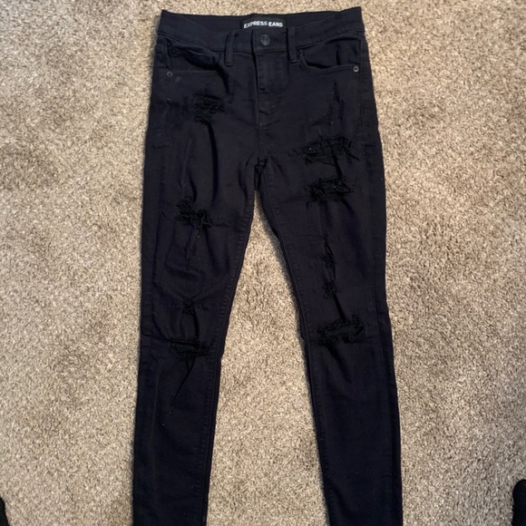 Express | Black Ripped Jeggings - Picture 6 of 6